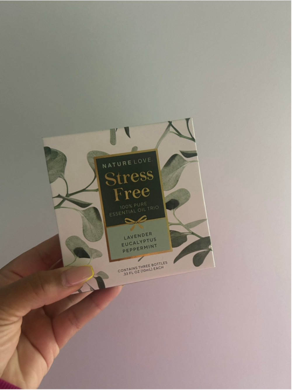 NEW Nature Love Stress Free Essential Oil Set Lavender Eucalyptus Peppermint